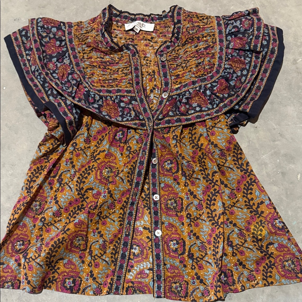 Floral Button-Up Blouse Sea New York